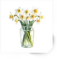 Thumbnail for Daffodils In Jar Sticker | Watercolor Spring Flower Vinyl Decal | Floral Garden Gift