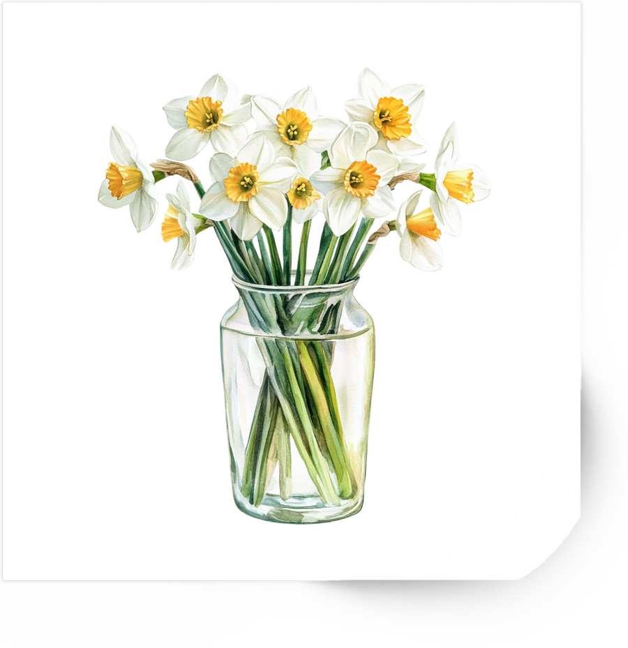 Daffodils In Jar Sticker | Watercolor Spring Flower Vinyl Decal | Floral Garden Gift