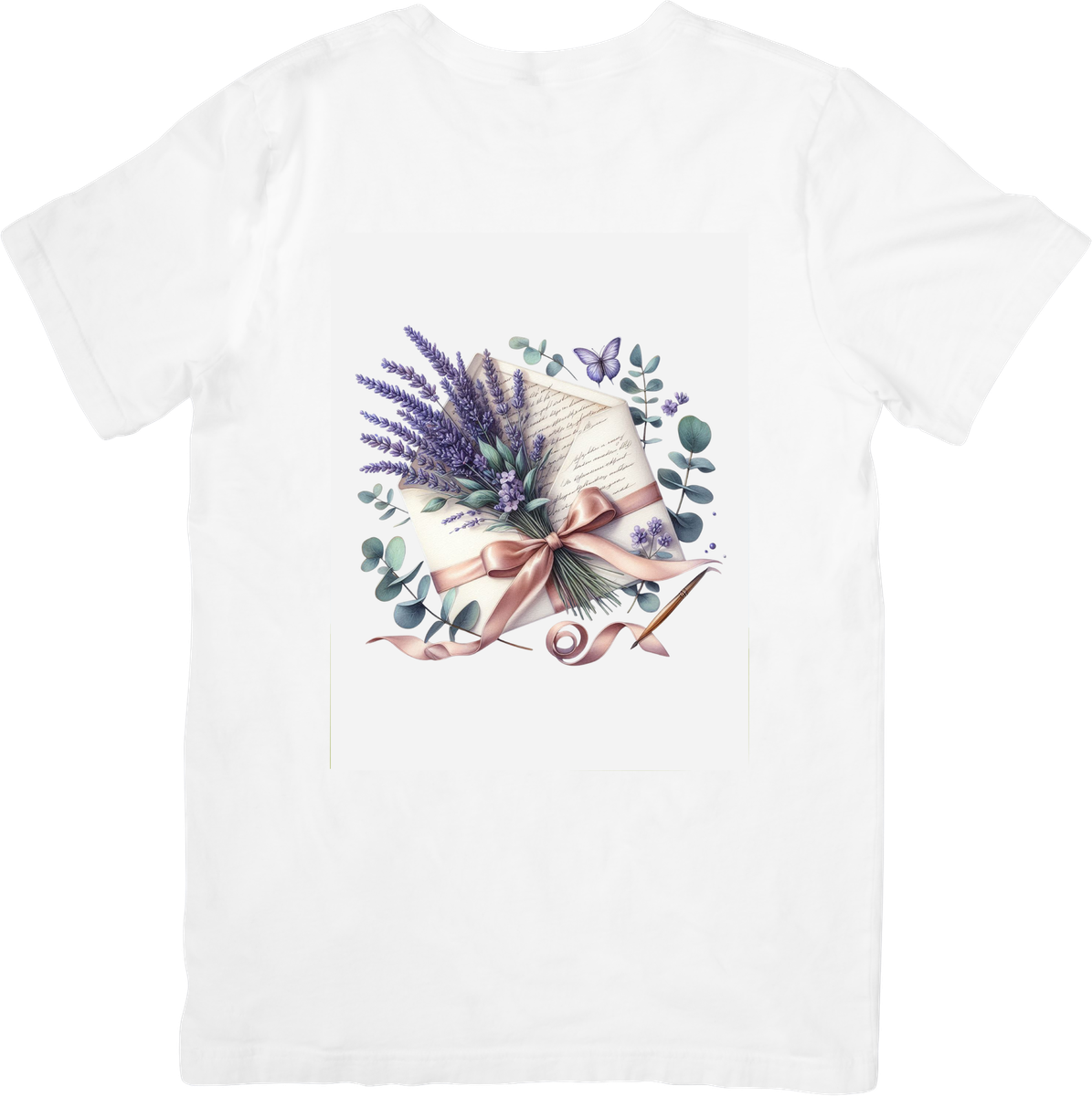 Lavender Bouquet T-Shirt | Watercolor Floral Ribbon Graphic Tee | Botanical Spring Gift