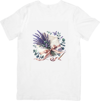Thumbnail for Lavender Bouquet T-Shirt | Watercolor Floral Ribbon Graphic Tee | Botanical Spring Gift