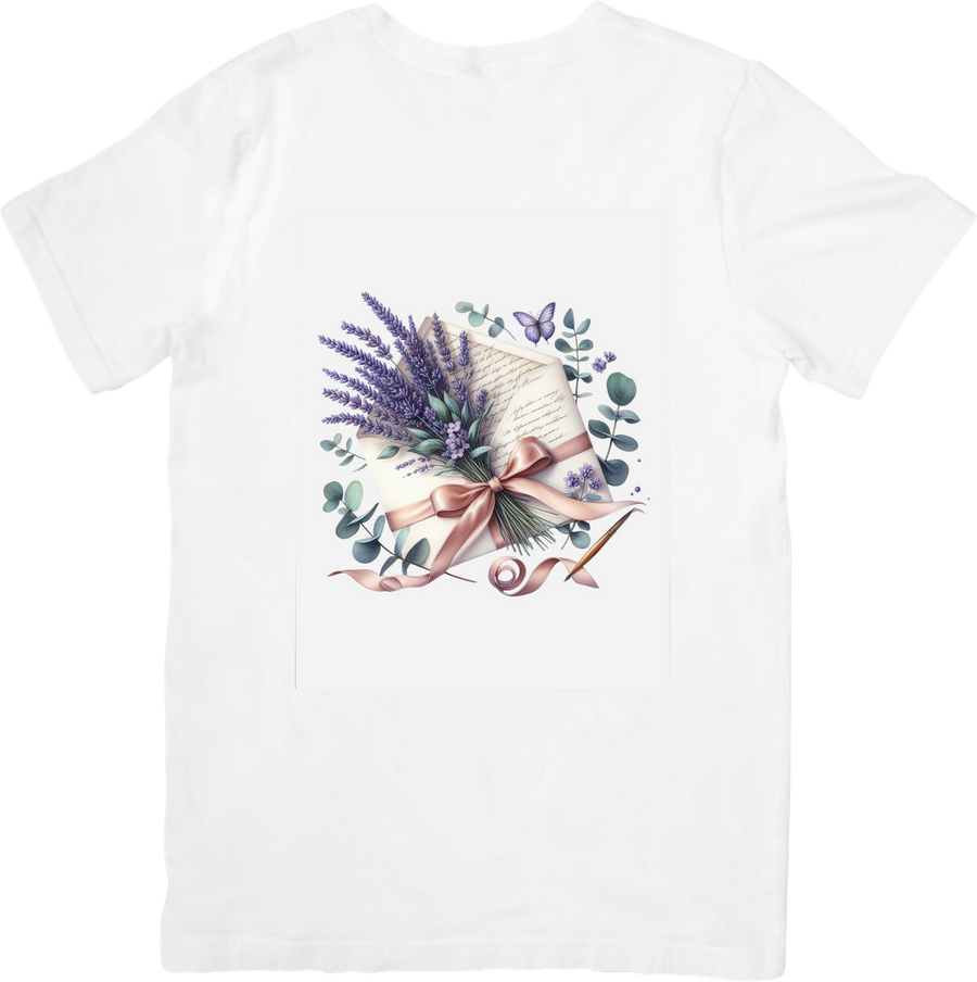 Lavender Bouquet T-Shirt | Watercolor Floral Ribbon Graphic Tee | Botanical Spring Gift