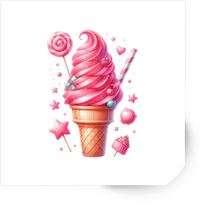 Thumbnail for Pink Ice Cream Cone Sticker | Kawaii Sweet Candy Vinyl Decal | Cute Dessert Gift