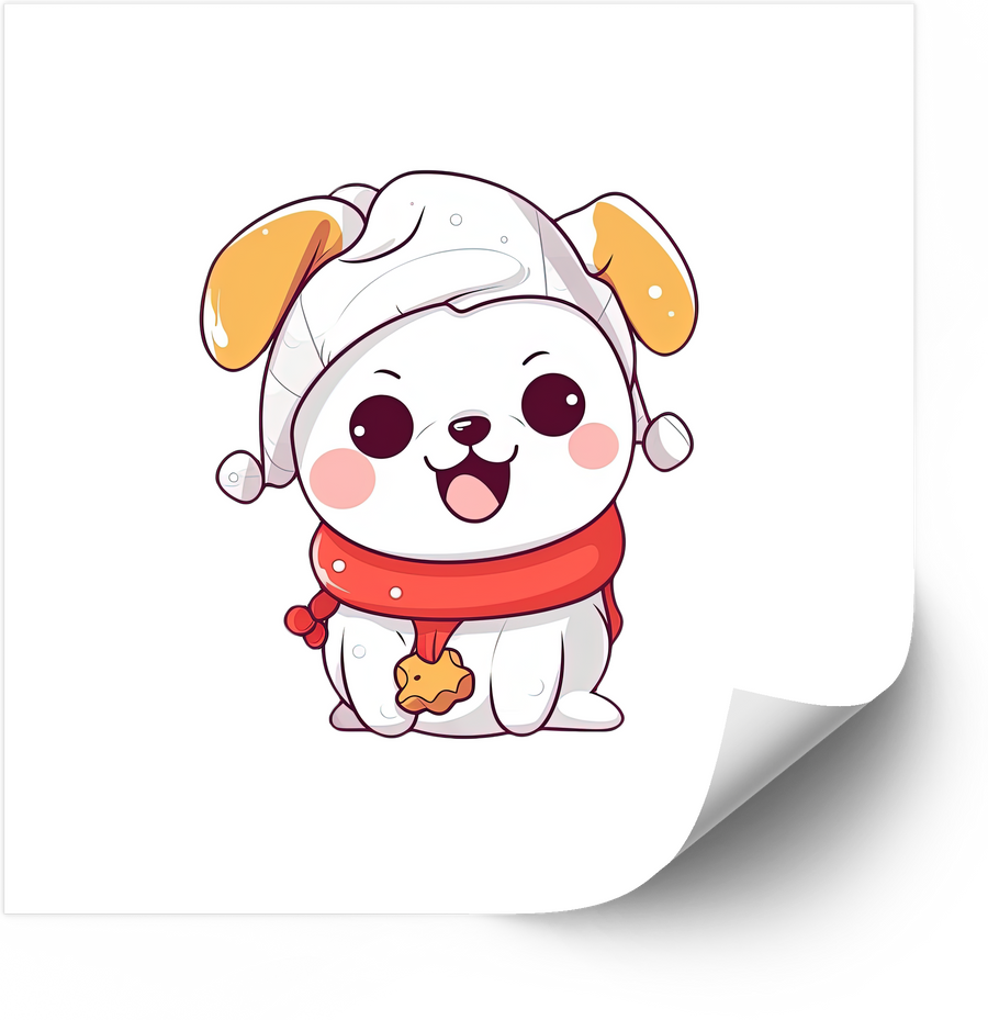 Cute Christmas Puppy Sticker | Kawaii Holiday Dog Vinyl Decal