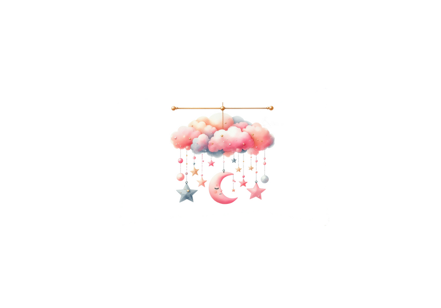 Pink Cloud Moon Mobile Throw Pillow | Watercolor Stars Nursery Decorative Pillow | Baby Girl Gift