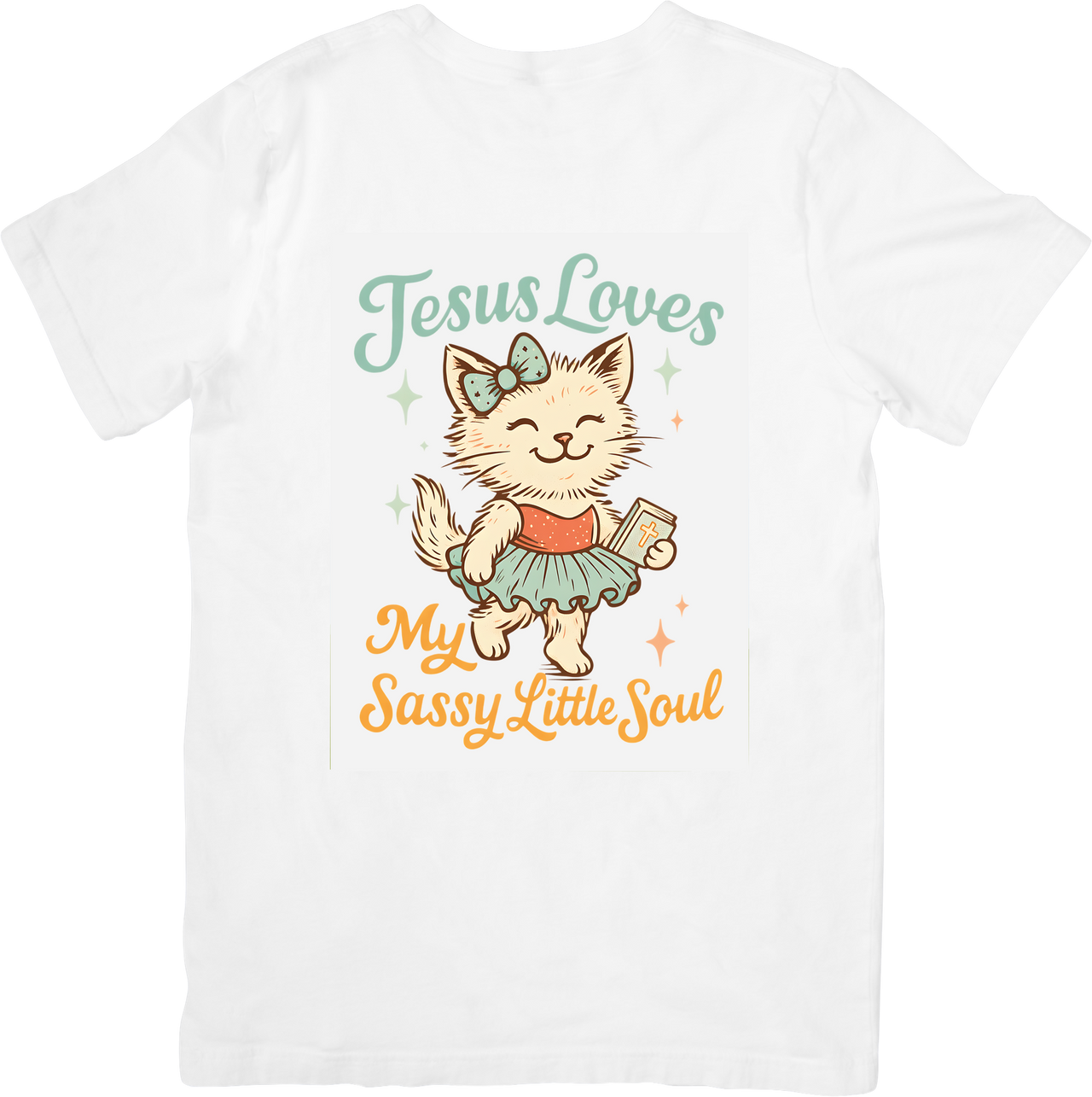 Jesus Loves My Sassy Little Soul Cat T-Shirt | Cute Christian Faith Graphic Tee | Faith Gift