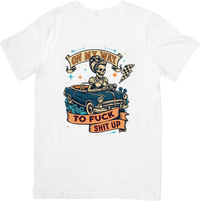 Thumbnail for On My Way to F*** S*** Up Skeleton Car T-Shirt | Funny Retro Badass Graphic Tee