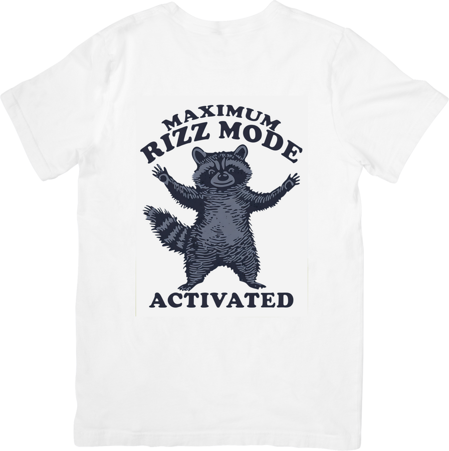 Maximum Rizz Mode Activated Raccoon T-Shirt | Funny Vintage Animal Graphic Tee