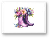 Thumbnail for Floral Rain Boots Wall Art | Watercolor Purple Wellies Bouquet Print | Spring Garden Gift