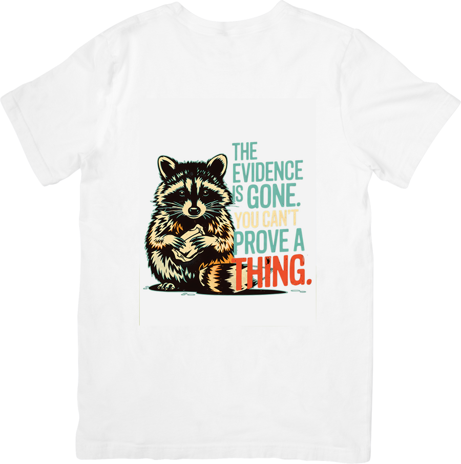The Evidence Is Gone Raccoon T-Shirt | Funny Retro Animal Graphic Tee