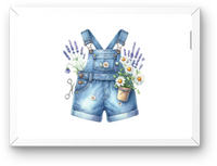 Thumbnail for Floral Denim Overalls Wall Art | Watercolor Lavender Daisy Print | Spring Nursery Gift