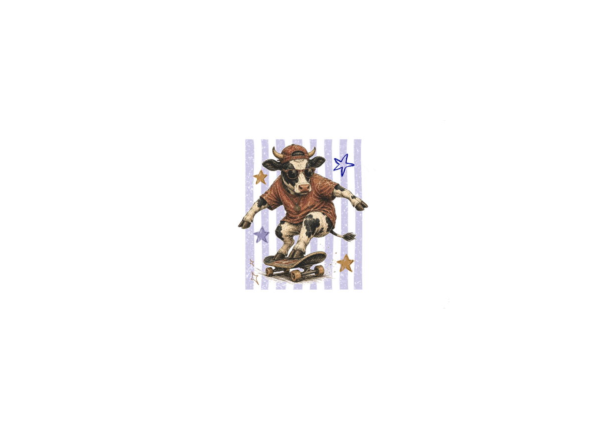 Skateboarding Cow Throw Pillow | Cool Dairy Cow Skater Decorative Pillow | Kids Room Gift