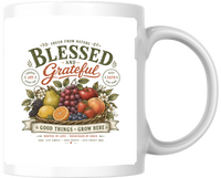 Thumbnail for Blessed And Grateful Mug | Vintage Fruit Faith Coffee Mug | Christian Inspirational Gift
