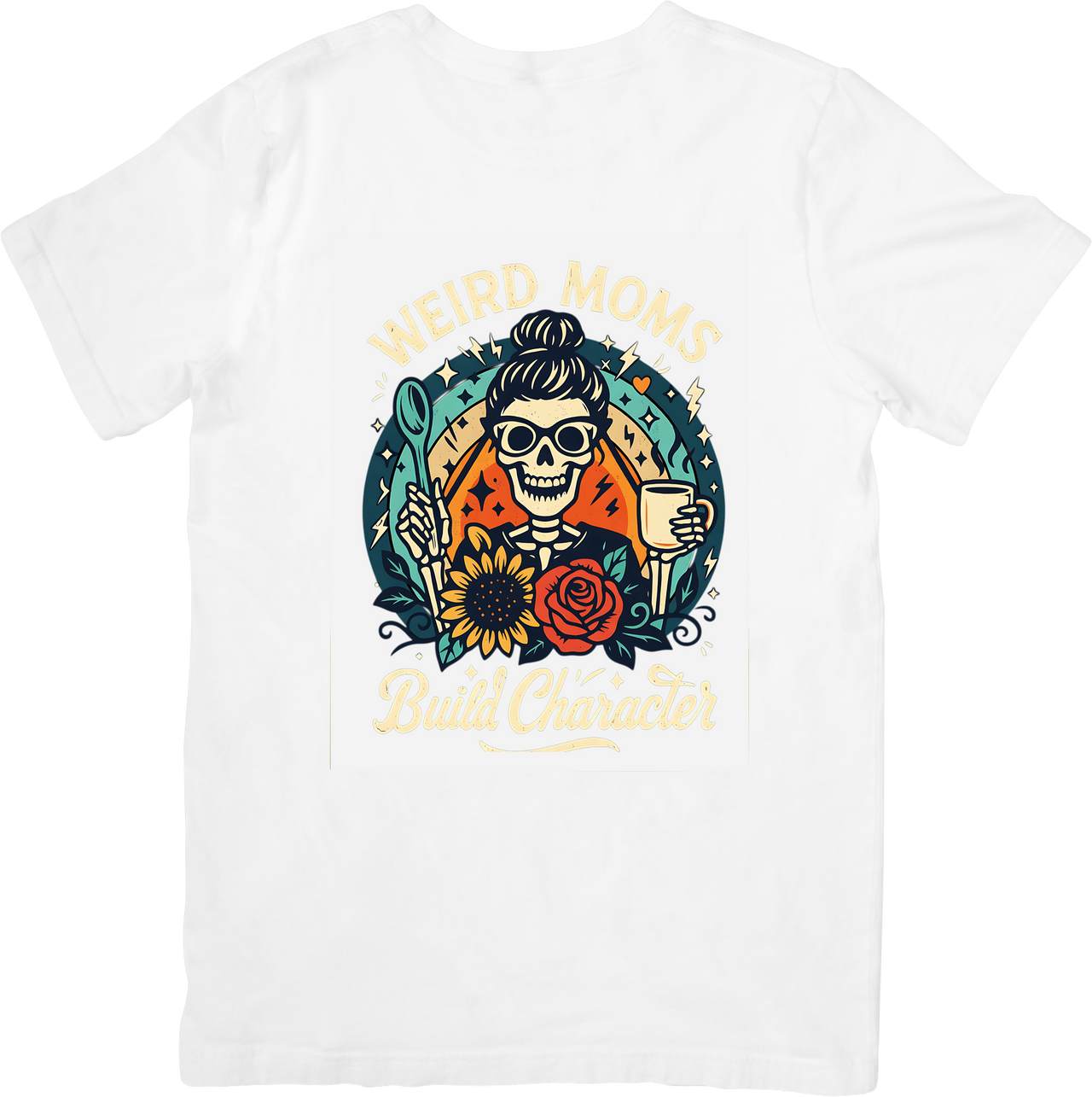 Weird Moms Build Character Skull T-Shirt | Retro Floral Mom Graphic Tee | Mom Gift