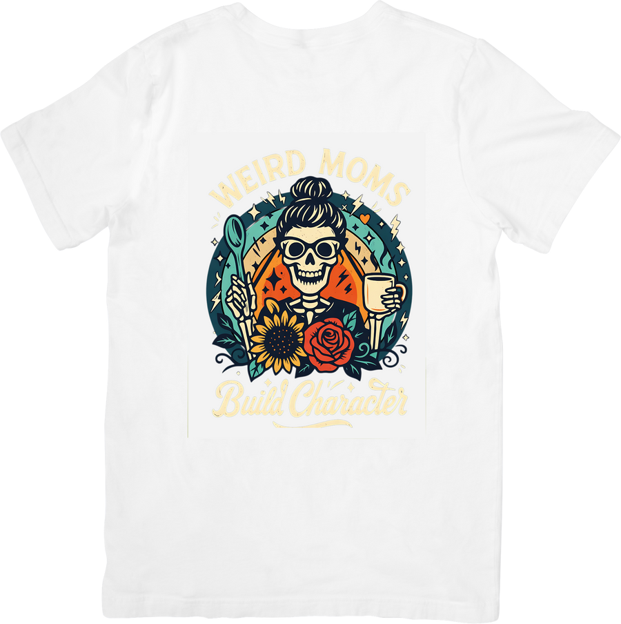 Weird Moms Build Character Skull T-Shirt | Retro Floral Mom Graphic Tee | Mom Gift