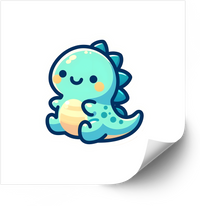 Thumbnail for Baby Dinosaur Hugging Egg Kawaii Sticker | Cute Kawaii Cartoon Dino Vinyl Decal