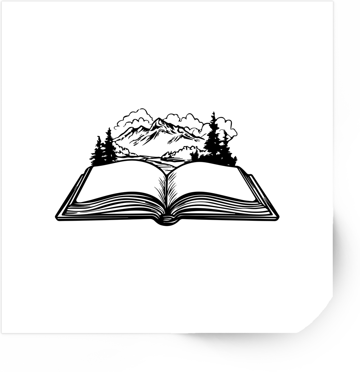 Open Book Mountains Sticker | Adventure Reader Line Art Vinyl Decal | Bookworm Hiker Gift