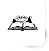 Thumbnail for Open Book Mountains Sticker | Adventure Reader Line Art Vinyl Decal | Bookworm Hiker Gift