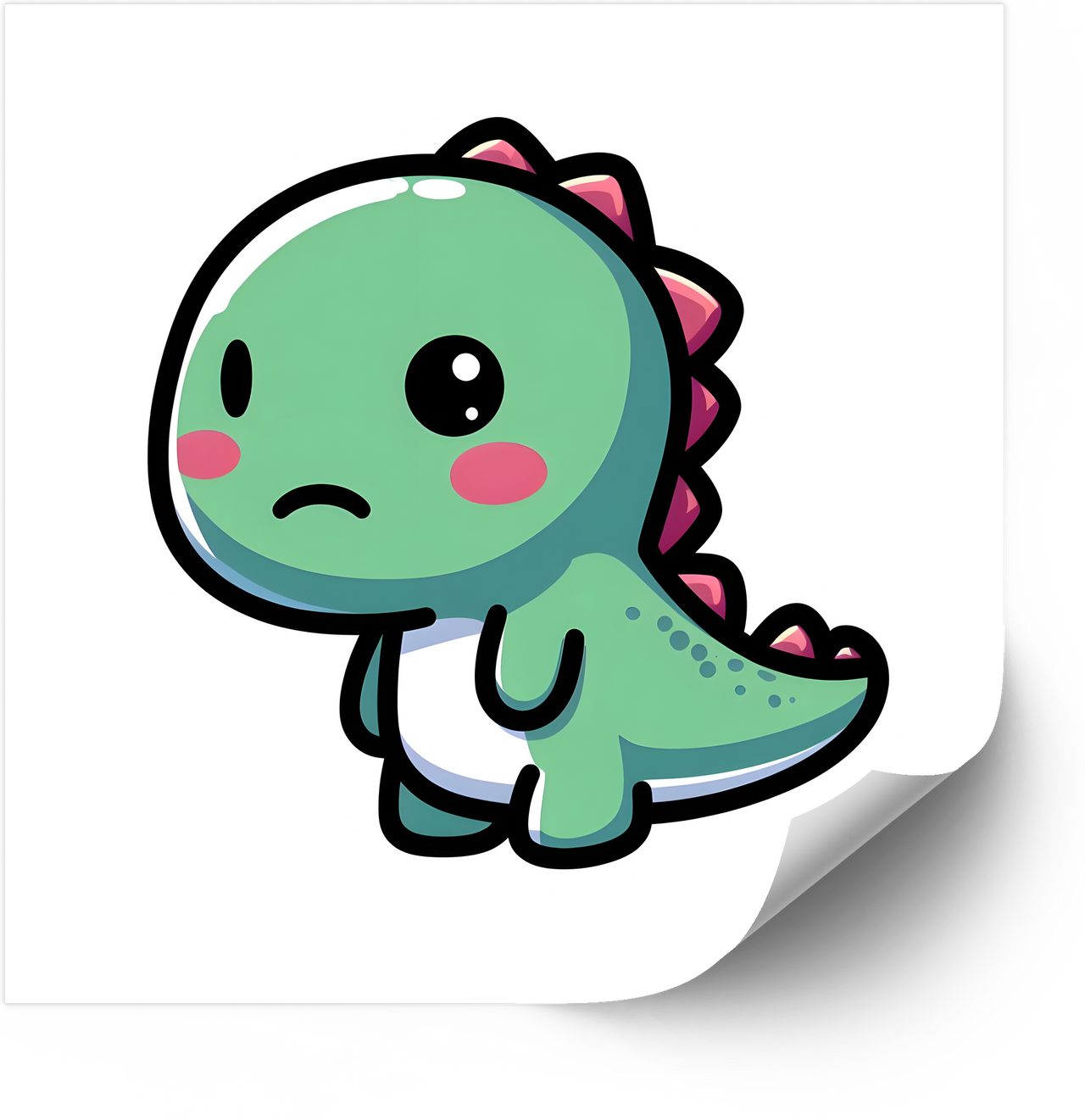 Sad Baby Dinosaur Sticker | Kawaii Cute Dino Vinyl Decal