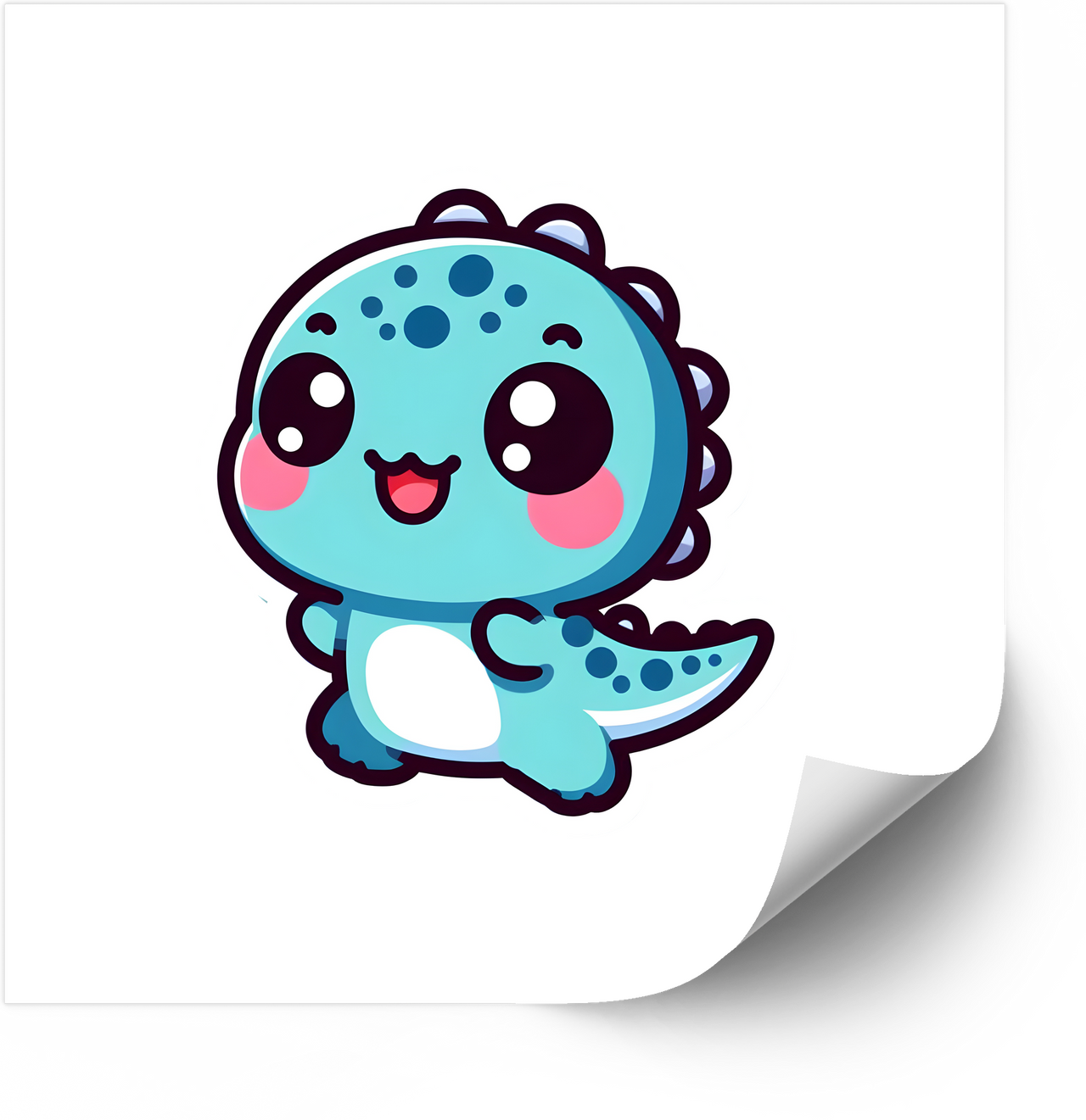 Baby Dinosaur Running Kawaii Sticker | Cute Kawaii Cartoon Dino Vinyl Decal