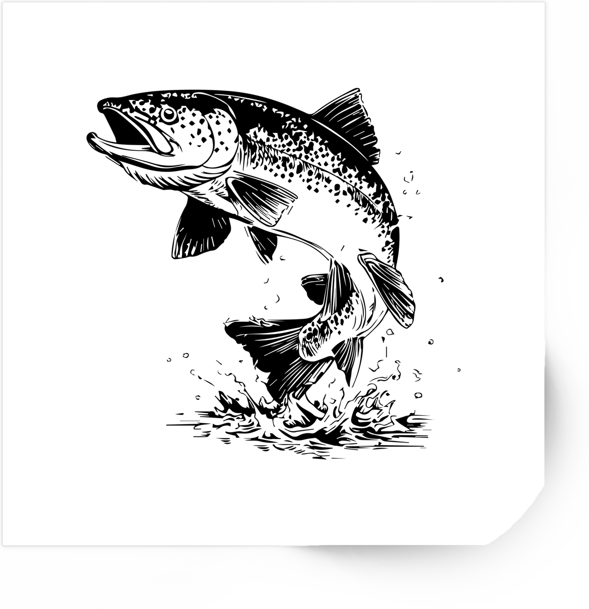 Leaping Trout Sticker | Hand-Drawn Fish Line Art Vinyl Decal | Angler Fishing Gift