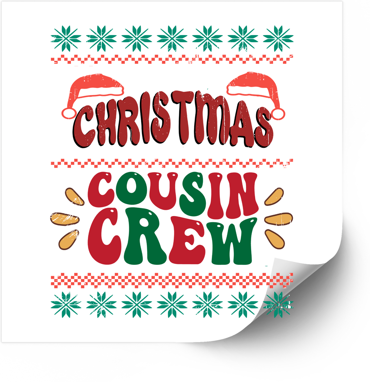 Christmas Cousin Crew Sticker | Funny Retro Holiday Family Vinyl Decal