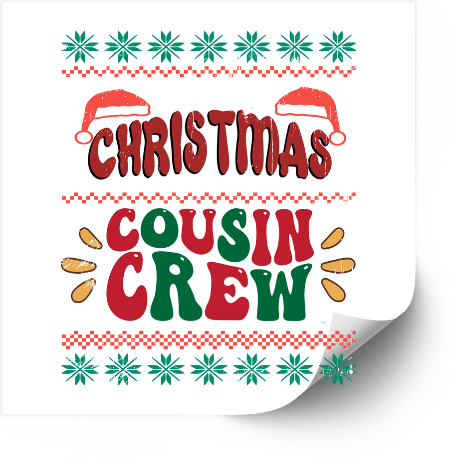 Christmas Cousin Crew Sticker | Funny Retro Holiday Family Vinyl Decal