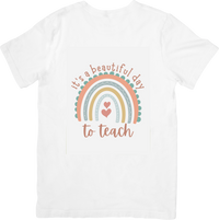 Thumbnail for Beautiful Day To Teach Rainbow T-Shirt | Boho Teacher Graphic Tee | Teacher Gift