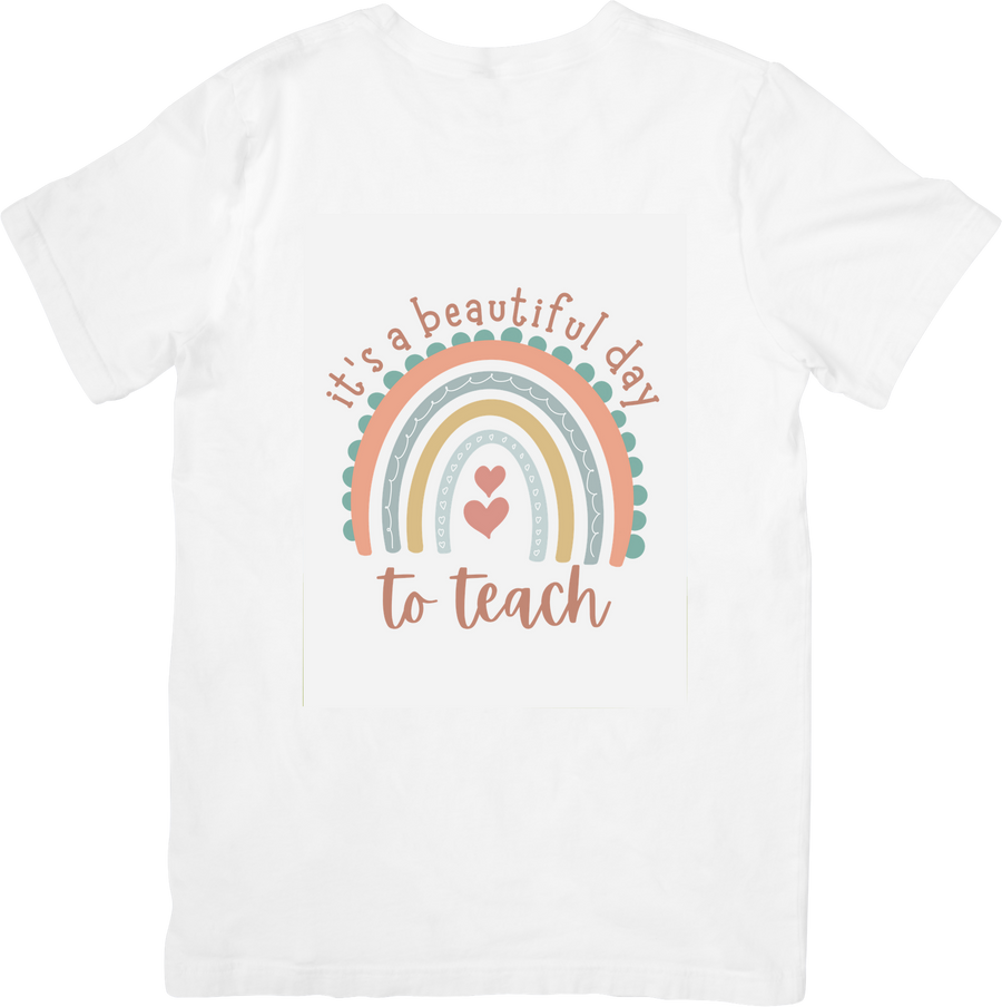 Beautiful Day To Teach Rainbow T-Shirt | Boho Teacher Graphic Tee | Teacher Gift