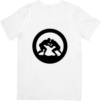 Thumbnail for Wrestling Silhouette T-Shirt | Grapple Circle Emblem Graphic Tee | Wrestler Sports Gift