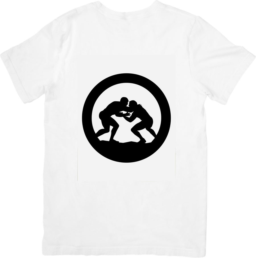 Wrestling Silhouette T-Shirt | Grapple Circle Emblem Graphic Tee | Wrestler Sports Gift