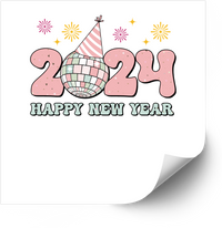 Thumbnail for 2024 Happy New Year Disco Ball Sticker | Retro Y2K New Year Celebration Vinyl Decal