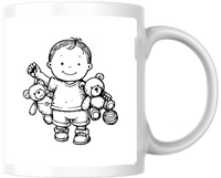 Thumbnail for Baby With Teddy Bears Mug | Line Art Toddler Coffee Mug | Cute Nursery Baby Gift