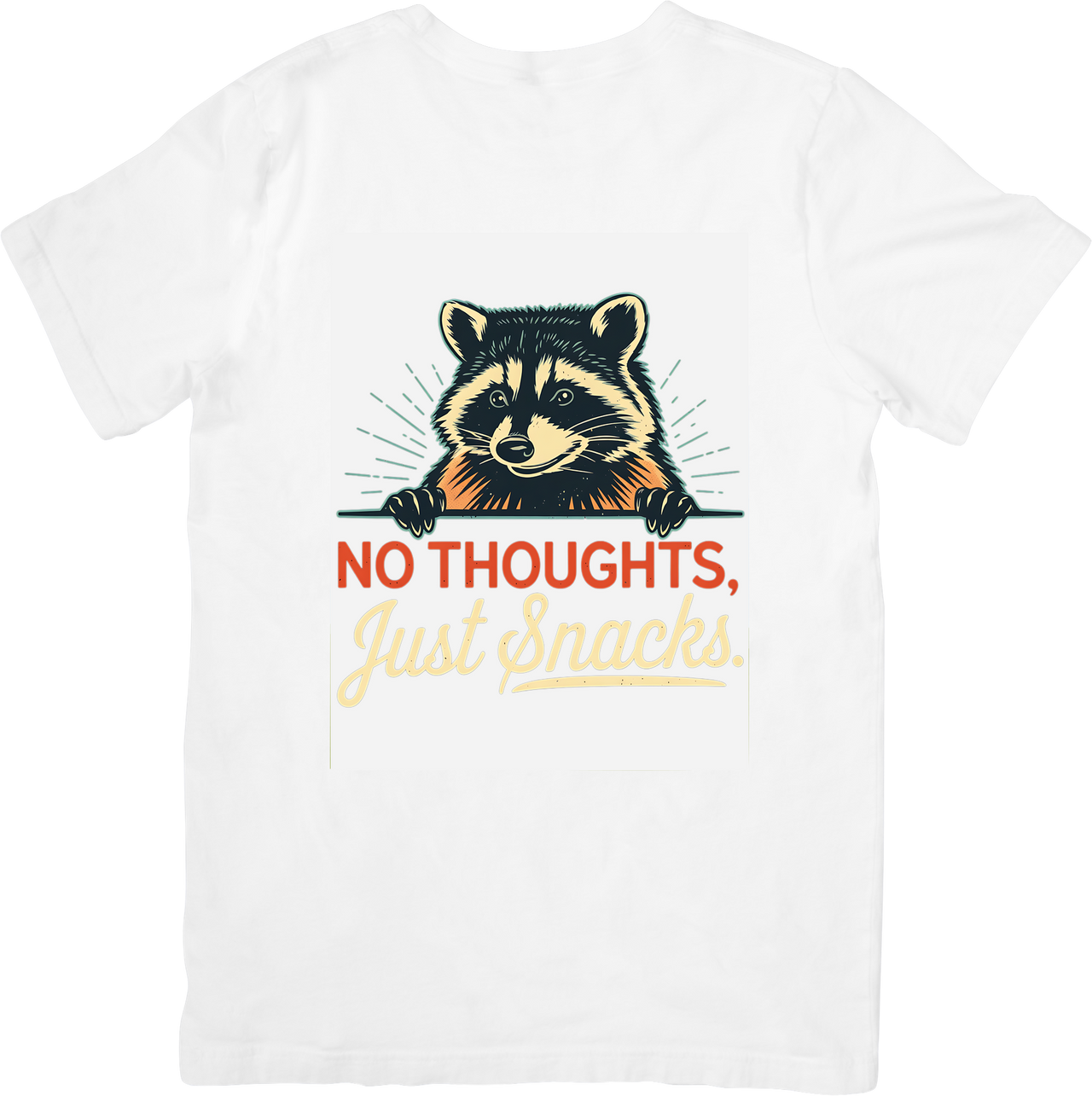 Raccoon No Thoughts Just Snacks T-Shirt | Funny Animal Graphic Tee