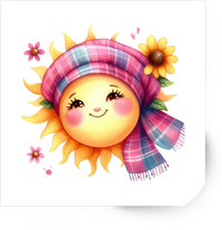 Thumbnail for Cute Sun With Scarf Sticker | Watercolor Cozy Sunshine Vinyl Decal | Kawaii Autumn Gift