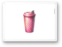 Thumbnail for Pink Quilted Coffee Cup Wall Art | Watercolor To-Go Drink Print | Cafe Kitchen Gift