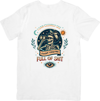 Thumbnail for Full Of Shit Skeleton Binoculars T-Shirt | Funny Boho Skull Graphic Tee