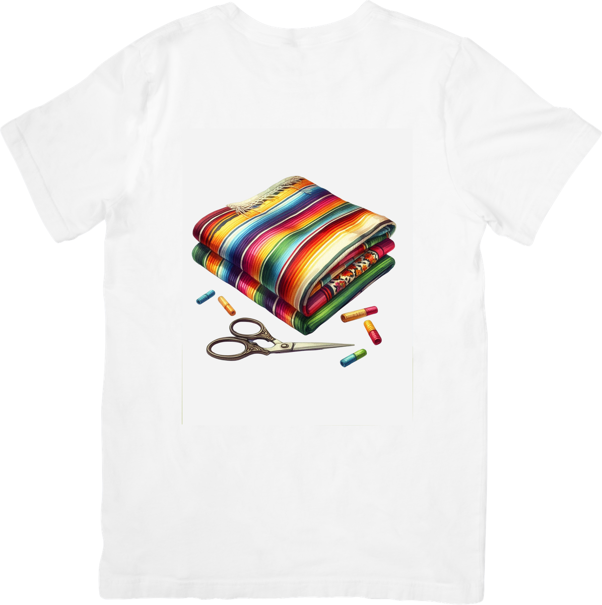 Folded Serape Blanket T-Shirt | Colorful Mexican Sewing Craft Graphic Tee | Quilter Crafter Gift