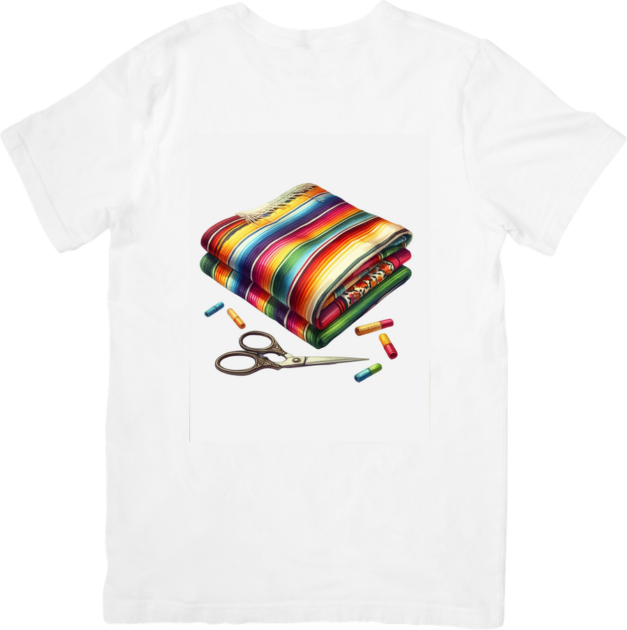 Folded Serape Blanket T-Shirt | Colorful Mexican Sewing Craft Graphic Tee | Quilter Crafter Gift