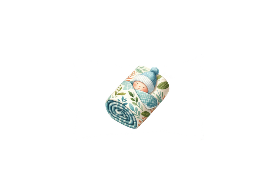 Sleeping Baby Bundle Throw Pillow | Cozy Swaddled Newborn Decorative Pillow | Nursery Baby Gift