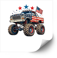 Thumbnail for American Flag Monster Truck Sticker | Patriotic Fourth Of July Vinyl Decal