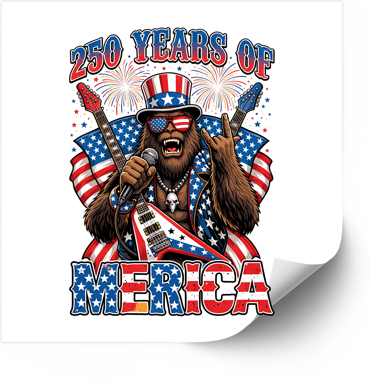 250 Years Of Merica Bigfoot Sticker | Patriotic Funny Fourth Of July Vinyl Decal