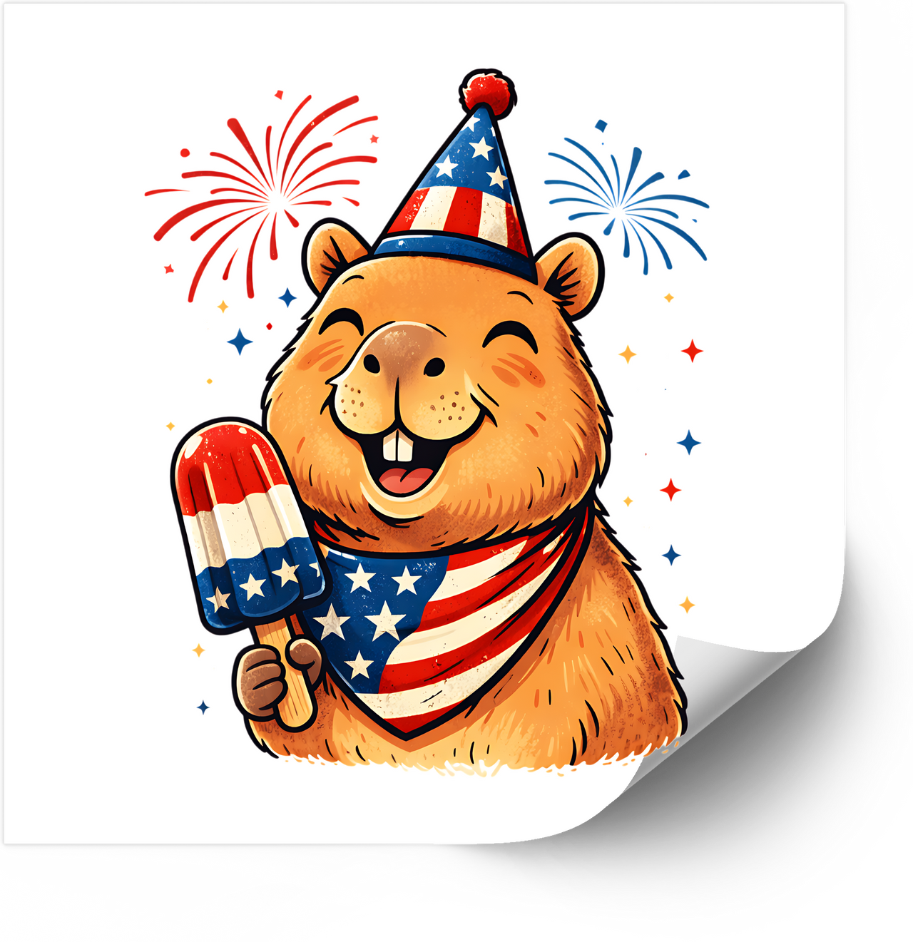 Capybara Fourth of July Patriotic Sticker | Cute Funny Patriotic Animal Vinyl Decal