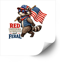 Thumbnail for Red White And Feral Raccoon Sticker | Patriotic Funny American Flag Vinyl Decal