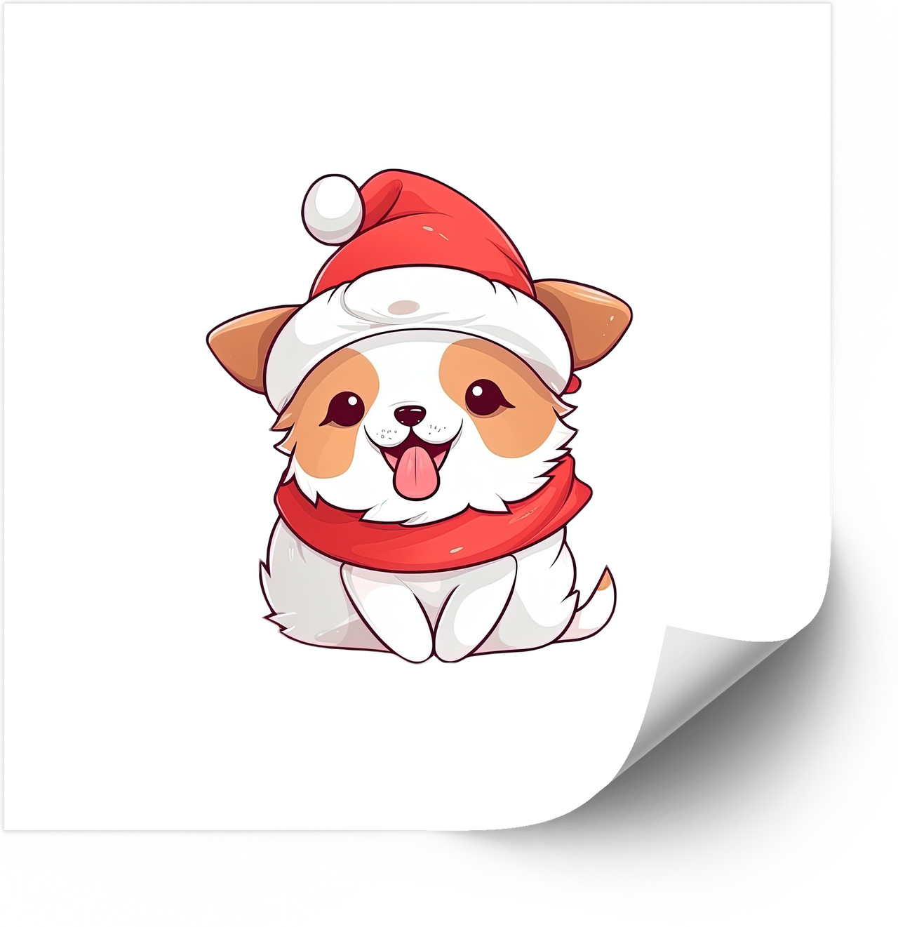 Cute Pomeranian Santa Sticker | Kawaii Christmas Dog Vinyl Decal