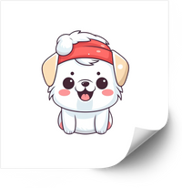 Thumbnail for Cute Christmas Dog Sticker | Kawaii Holiday Santa Puppy Vinyl Decal
