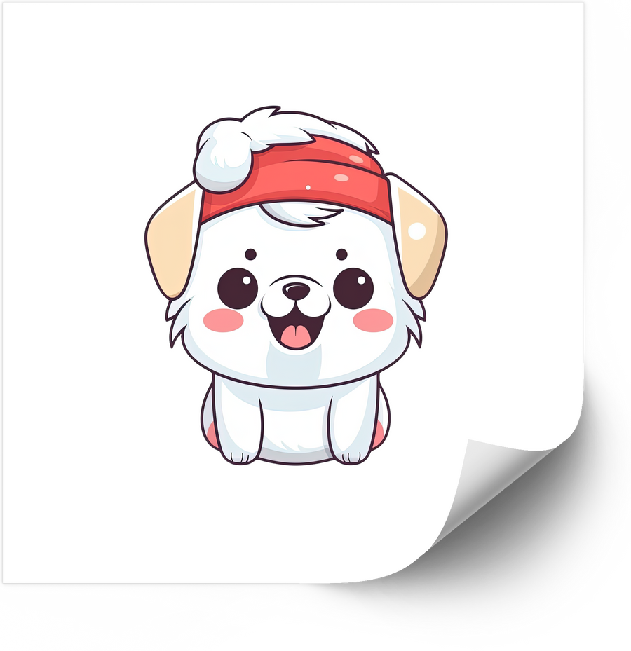 Cute Christmas Dog Sticker | Kawaii Holiday Santa Puppy Vinyl Decal