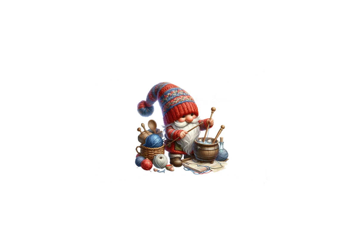 Knitting Gnome Throw Pillow | Cozy Yarn Crafting Decorative Pillow | Knitter Gift