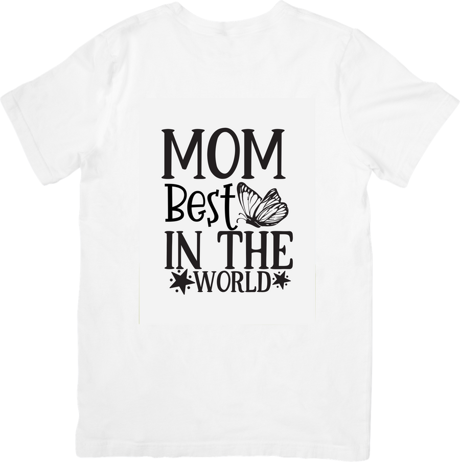 Mom Best In The World T-Shirt | Butterfly Typography Graphic Tee | Mother's Day Gift