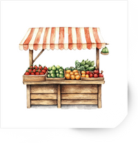 Thumbnail for Farmers Market Produce Stand Sticker | Watercolor Fruit Veggie Vinyl Decal | Foodie Nature Gift