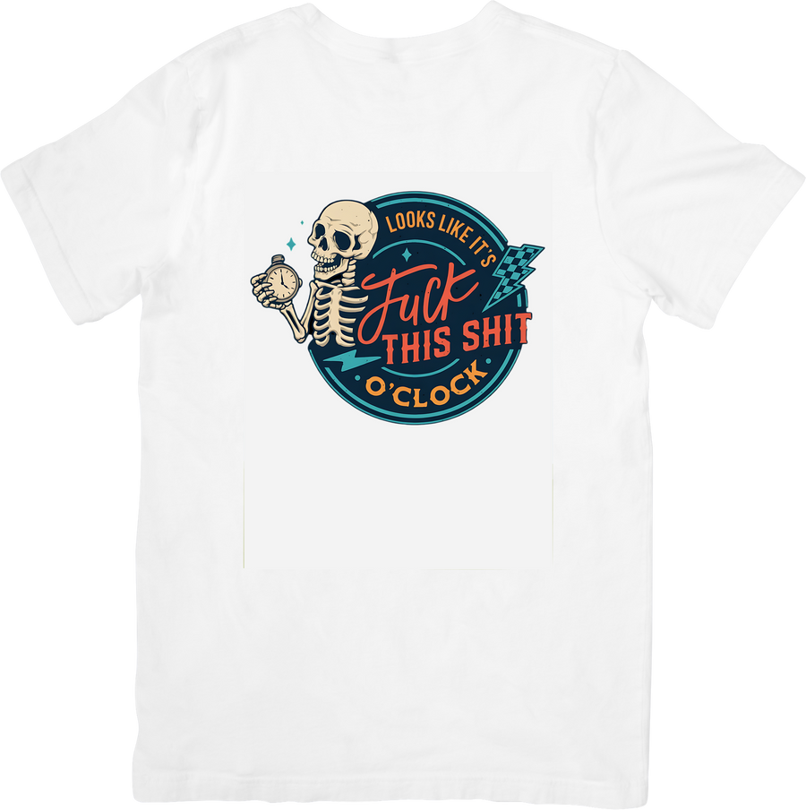 Skull Clock O'Clock T-Shirt | Retro Funny Skeleton Graphic Tee